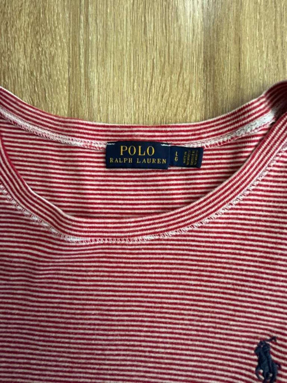 Polo Ralph Lauren Red & White Striped Tee Women Size Lotton Classic Logo Top - Picture 9 of 10